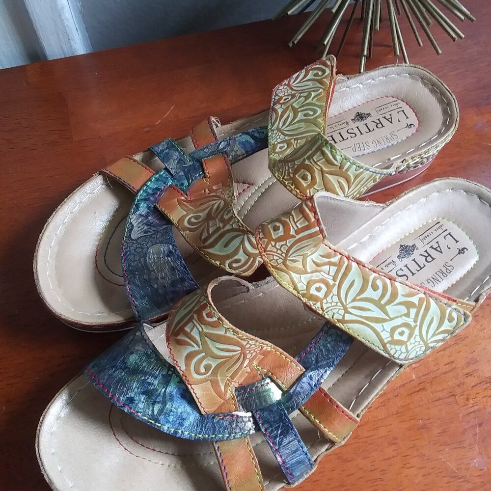 Spring Step L'Artiste Women's Caiman Slide Sandal shoes sz 39/ USA 8.5